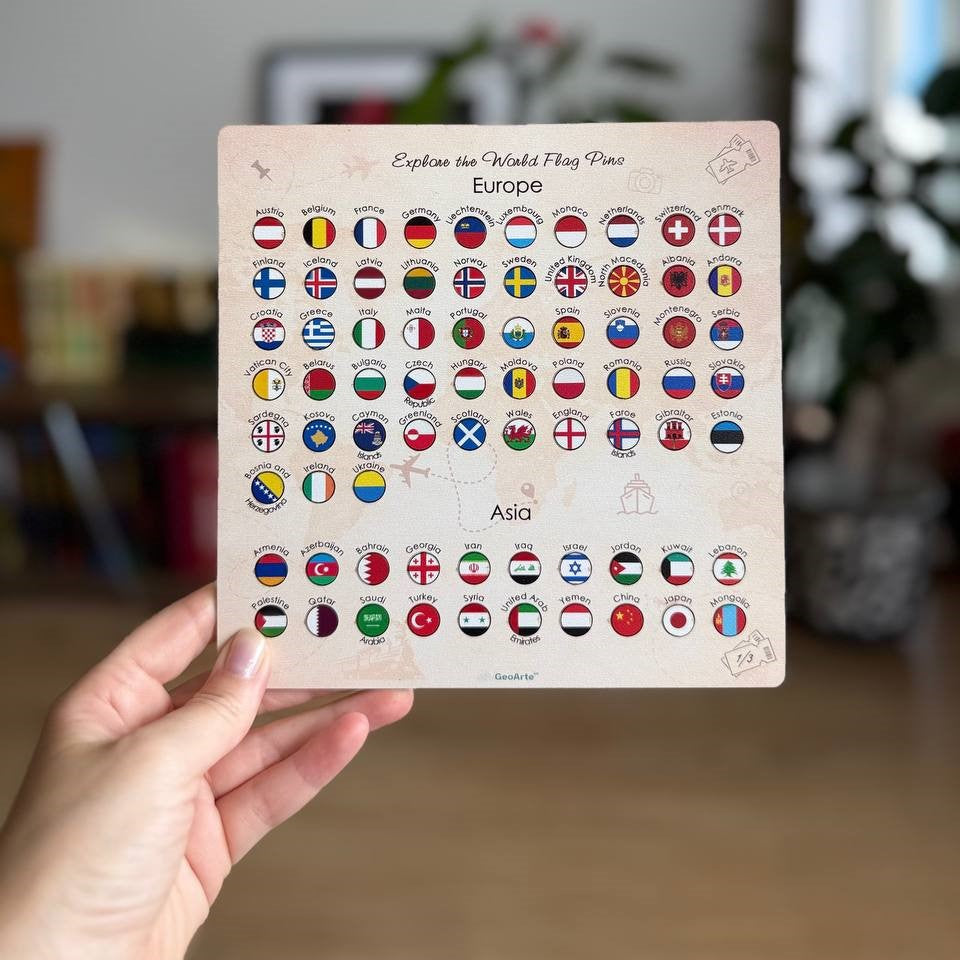 Wooden-Art - Flag Pins - World Countries Set